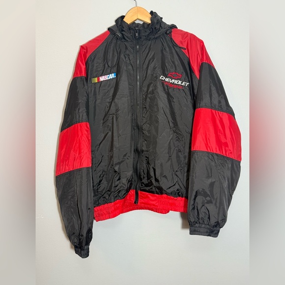 NASCAR Chevrolet Racing Hooded Jacket Nylon Rain Coat | XL - Picture 3 of 5
